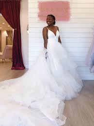 Long Ruffle Train On Wedding Dress Bridal Looks Bridal Beauty Wedding Dresses