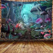 Check out our psychedelic tapestry selection for the very best in unique or custom, handmade pieces from our wall hangings shops. Amazon Com Dbllf Psychedelic Game Mushroom Castle Tapestry Large 80 X 60 Flannel Art Tapestries Fairy Tale Forest Tapestry For Bedroom Living Room Dorm Dbls774 Everything Else