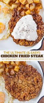 This might be a good recipe to tackle on a lazy sunday afternoon. Chicken Fried Steak Made With A Seasoned Buttermilk Crust Topped With An Easy Perfect M Chicken Fried Steak Easy Chicken Fried Steak Recipe Cube Steak Recipes