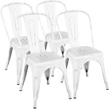 Amazon Com Yaheetech Metal Kitchen Dining Chairs Indoor Outdoor Distressed Style Stackable Side Coff In 2020 Metal Dining Chairs Indoor Chairs Metal Farmhouse Chairs