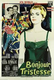 The film's credits open with a picture of robert louis stevenson lying in bed writing. Poster For The Film Bonjour Tristesse By Francoise Sagan 1958 A Movie By Otto Preminger With Jean Movie Posters Movie Posters Vintage Classic Movie Posters