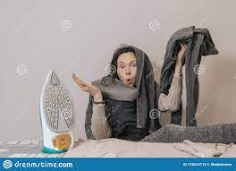 A Sloppy Girl Does Not Like To Stroke. Depression in a Housewife. Upset  Woman from daily Cleaning, Ironing and Disinfection Stock Image - Image of  dirty, home: 178234113