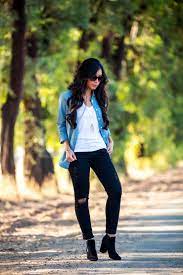 Fall Styling How To Wear A Denim Shirt Denim Shirt Outfit Ideas Denim Shirt Outfit Shirt Outfit Women Fall Outfits