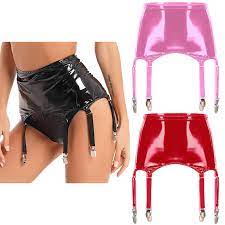 Women's Patent Leather High Waist Garter Belt Suspenders Mini Pencil  Skirt | eBay