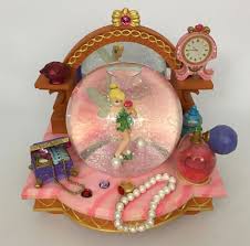 Walt Disney Peter Pan S Tinkerbell Vanity Mirror Musical Snowglobe Water Globe Ebay Peter Pan And Tinkerbell Peter Pan Disney Snow Globes