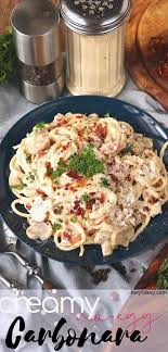Quick And Easy Creamy Carbonara No Egg Recipe In 2020 Easy Carbonara Recipe Carbonara Recipe Pasta Dishes