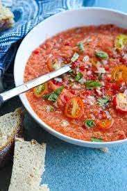 Refreshing And Easy Heirloom Tomato Gazpacho Chilled Soup Recipe Chilled Soup Gazpacho Recipe Tomato Recipes
