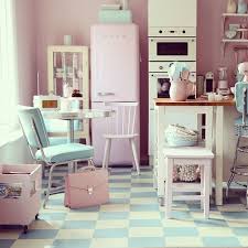 retro sweet kitchen pink and blue pink