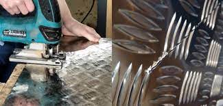 In this how to video you will learn how to cut aluminum diamond plate sheets using a manual hand shear and an electric hand shear. How To Cut Aluminium Chequer Plate With A Jigsaw Home Improvement Stack Exchange