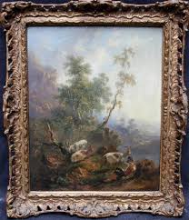 Balthasar Paul Ommeganck Circle The Goat Herd Dutch Old Master Oil Panel Mountainous Landscape Pastoral Circ Landscape Paintings Painting Animal Paintings