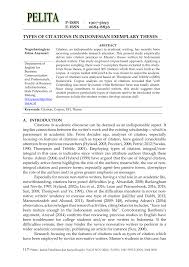 Karya ilmiah tentang remaja, formal seperti makalah atau penelitian dan lain sebagainya. Pdf Types Of Citations In Indonesian Exemplary Theses