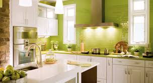 A glossy subway tile backsplash ties the room together. Small Kitchen Paint Color Ideas Homedecomastery
