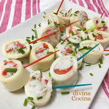 Los calamares rellenos son todo un clásico de la cocina popular española. Calamares Rellenos Frios Para Aperitivos Receta De Divina Cocina