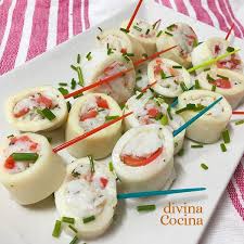 Rellena la cavidad del cuerpo y cierra con un palillo. Calamares Rellenos Frios Para Aperitivos Receta De Divina Cocina