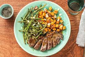 Saucy Thyme Steak Recipe Hellofresh Recipe Green Beans Amandine Recipe Green Beans Thyme Recipes