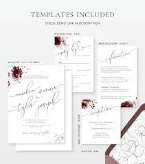 Burgundy And Wine Wedding Invitations With Silver Florals Etsy Wine Wedding Invitations Reception Card Wedding Invitations