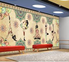 Free Shipping Custom Mural Retro Vintage Indian Yoga Background Wallpaper For Wall Decor Indian Mural Paintin Indian Decor Wall Wallpaper Wallpaper Living Room