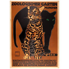 Original Antique Poster By Hohlwein For Munich Zoo Zoologischer Garten Munchen Leopard Art Vintage Poster Art Hohlwein
