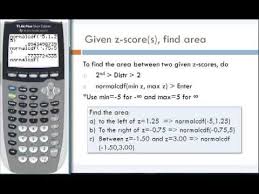 Finding Z Scores And Area Under The Standard Normal Curve Using Ti Statistics Math College Math Graphing Calculators