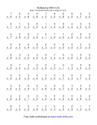 Questions up to 9 x 9. 100 Vertical Questions Multiplication Facts 0 By 1 9 A