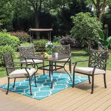 Search for extendable outdoor dining table. 5pc Outdoor Cast Aluminum Extra Wide Chairs With Cushions Metal Table Brown Captiva Designs Target