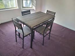 4.7 out of 5 stars. Zenvida 5 Piece Dining Set Rustic Grey Wooden Kitchen Table And 4 Chairs Walmart Com Walmart Com