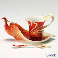 franz collection phoenician flight bird design sculptured porcelain cup saucer spoon set fz01739 ソーサー カップ ソーサー 銀食器