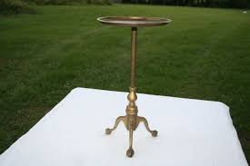 Antique Vintage Solid Brass Small Round Side Table Pedestal Footed Claw Foot Vintage Patina Three Leg Drink Table Plant Vintage Brass Vintage Vintage Finds