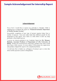 Sample Acknowledgement For Internship Report Internship Report Internship Informative Essay