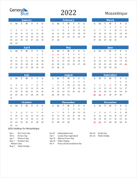 This page contains a calendar of all 2020 public holidays for malaysia. 2022 Calendar Mozambique With Holidays