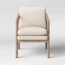 Tufeld Wood Armchair Beige Project 62 In 2020 Wood Arm Chair Armchair Wooden Armchair