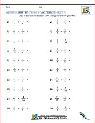 Designed to challenge fifth graders and prepare them for middle school math, these fifth grade fractions worksheets give students practice in adding, subtracting, multiplying, dividing, and simplifying fractions, as well converting proper and improper fractions, and even applying. Adding Subtracting Fractions Worksheets