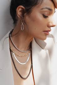 Oro Herringbone Chain Link Silver Necklace