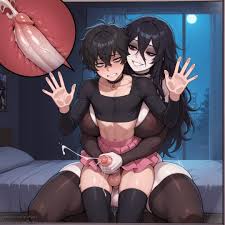 goth futa (puffyart), original characters, puffyart, 1futa, against wall - Rule  34 XYZ