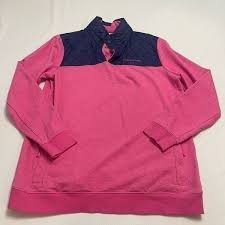 Vineyard Vines Pink Blue Performance Quilted Shep Pullover Size Medium