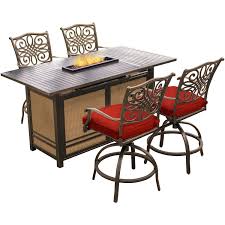 Choose from contactless same day delivery, drive up and more. Hanover Traditions 5 Piece High Dining Set In Red With 4 Tall Swivel Chairs And A 30 000 Btu Fire Pit Dining Table Walmart Com Walmart Com