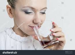 Attractive Woman Having Glass Brandy Stock Photo 75593878