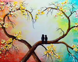 Bird On Tree Branch Painting Robot Check Love Birds Painting Tree Painting Canvas Painting Art Projects