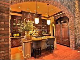 tuscan kitchen with pendant lights and