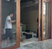 Stylish French Style Wood Grain Aluminum Sliding Door