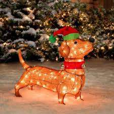 Pre Lit Tinsel Dachshund New Arrivals Christmas Lawn Decorations Outdoor Christmas Decorations Lights Dachshund Christmas