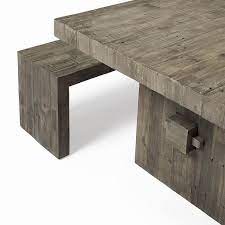Emmerson reclaimed wood dining bench. Emmerson Reclaimed Wood Dining Table 2 Bench Set Stone Gray