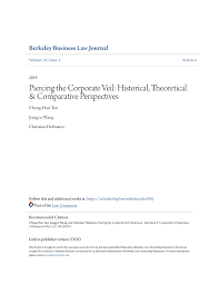 Pdf Piercing The Corporate Veil Historical Theoretical And Comparative Perspectives