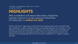 Iatf Approves The Be Lcp School Opening On August 24 2020 Department Of Education
