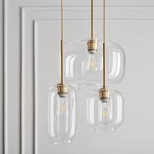Sculptural Glass 3 Light Pebble Chandelier Clear 24 Quot Westelm Chandelier Lighting Glass Lighting 3 Light Chandelier