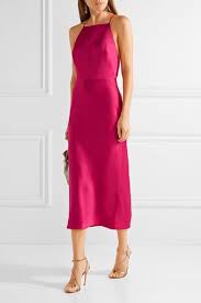 Fuchsia Satin Crepe Midi Dress Jason Wu Collection Fashion Simple Dresses Silk Summer Dress