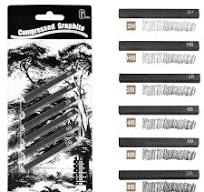 MyLifeUNIT Compressed Graphite, Square Drawing Pencils for Artists, Pack of  6 (2H, HB, 2B, 4B, 6B and 8B)