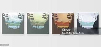 春夏秋冬在山上與松林和夏令營與湖泊向量圖形及更多四季圖片 ...