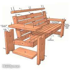 Perfect Patio Combo Wooden Bench Plans With Built In End Table Wooden Bench Plans Pallet Furniture Outdoor Diy Outdoor Furniture