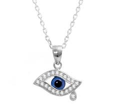 Silver Teardrop Evil Eye Necklace Evil Eye Necklace Shop Necklaces Evil Eye Jewelry